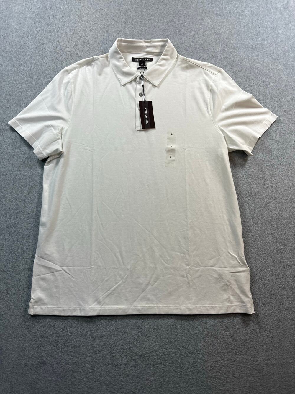 Michael Kors Stretch Pima Cotton Polo White Made in Peru NWT